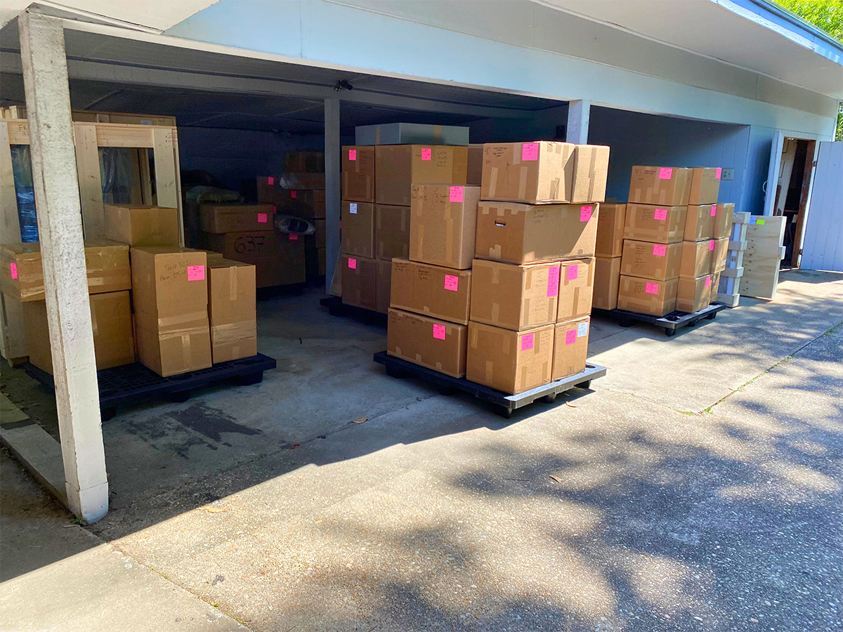 Contents of The Jackson Family Home are packed in boxes and await loading for shipment from Selma, Alabama to Dearborn, Michigan.