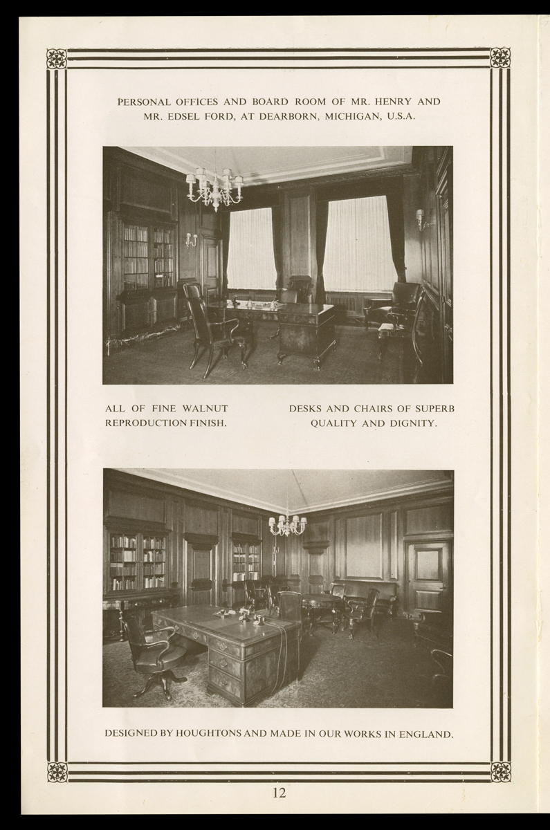 Houghton Studio Catalog, Page with text and two photos of office interiors