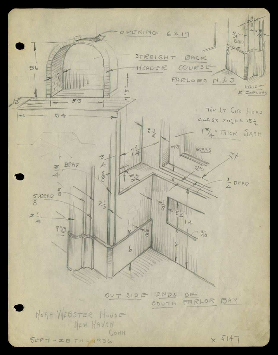 Hand-drawn architectural sketches containing text