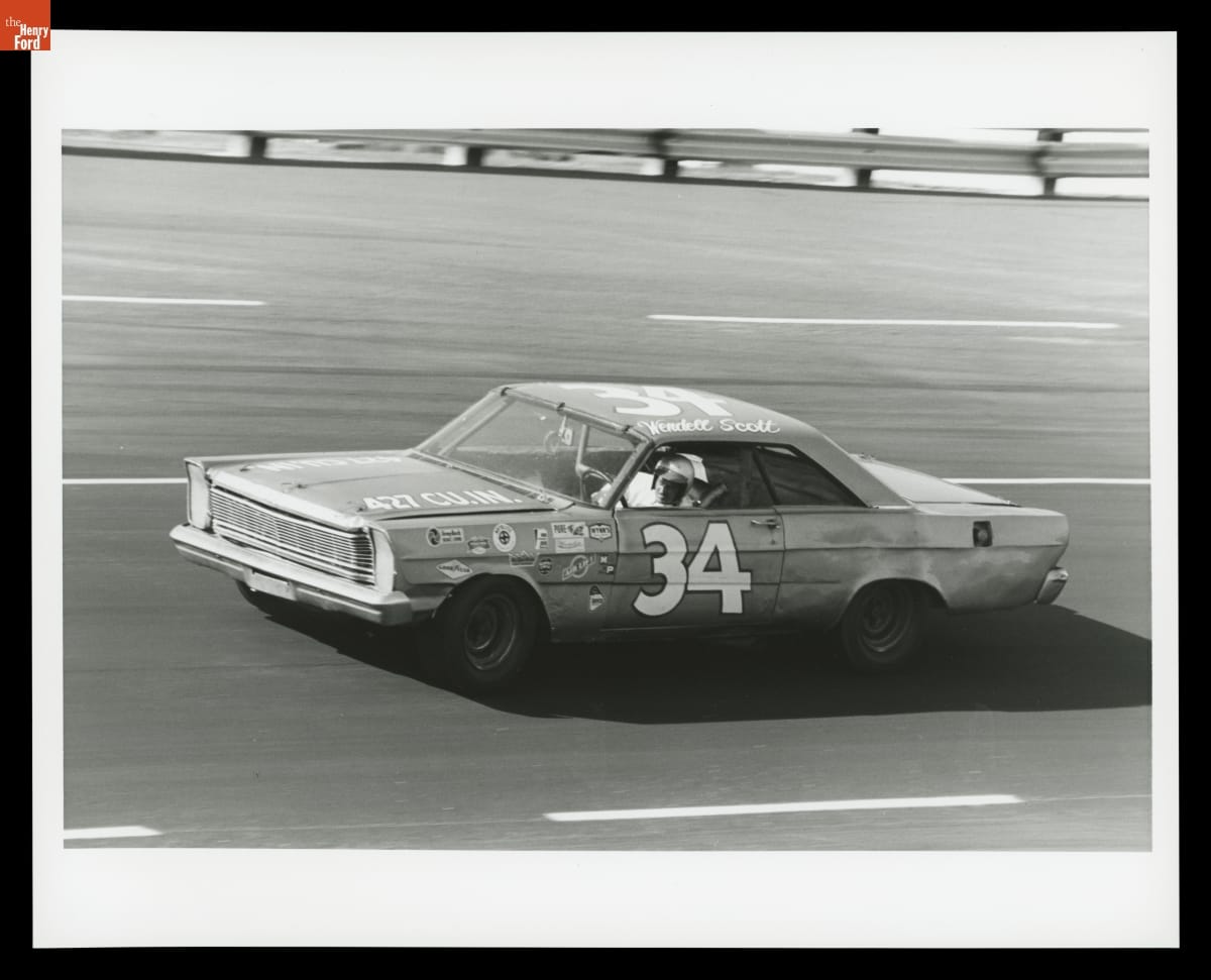 thf146962 Wendell Scott piloting the #34 Ford Galaxie in the Daytona 500.