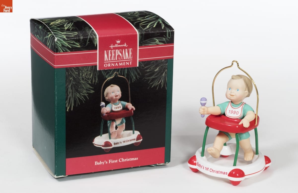 Ornament with a baby or toddler in a walker with 