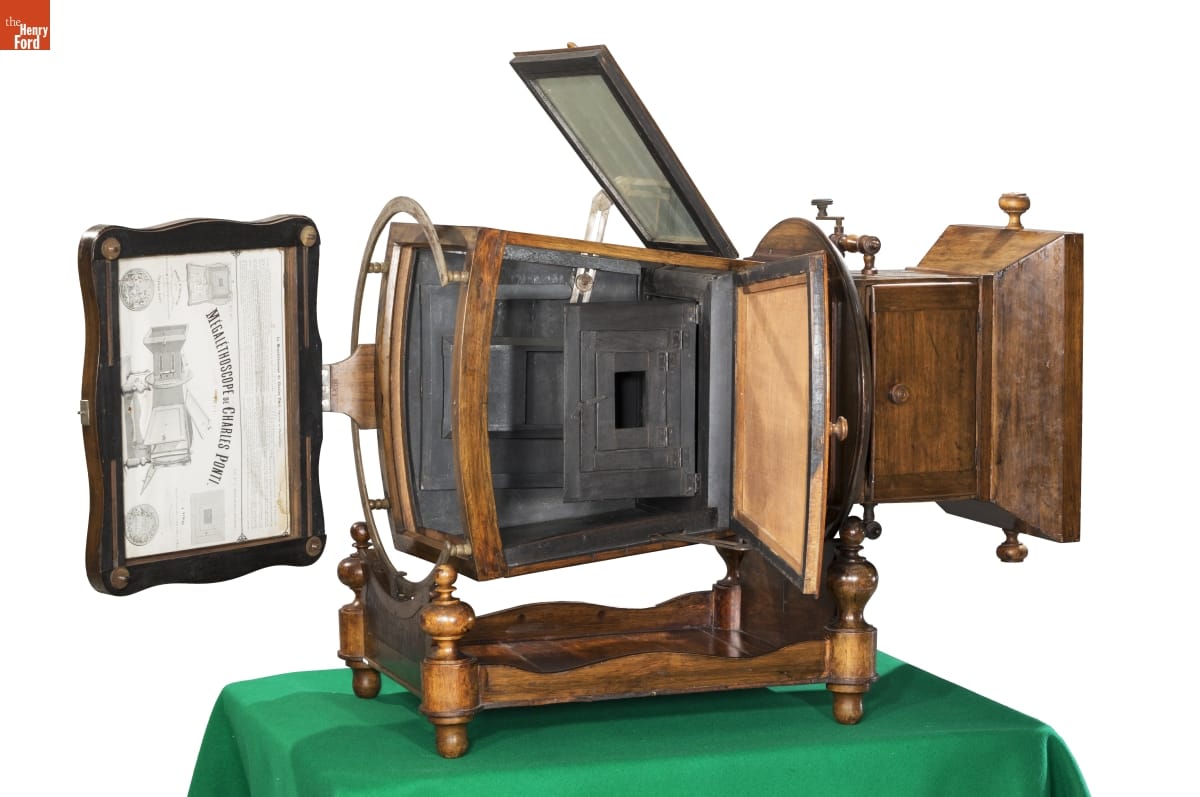 Charles Ponti Megalethoscope, 1862 Large wooden projector-like apparatus