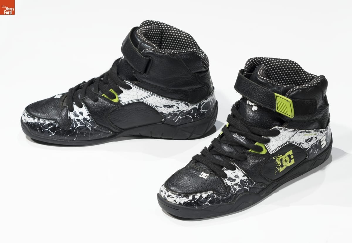 Black and white athletic shoes