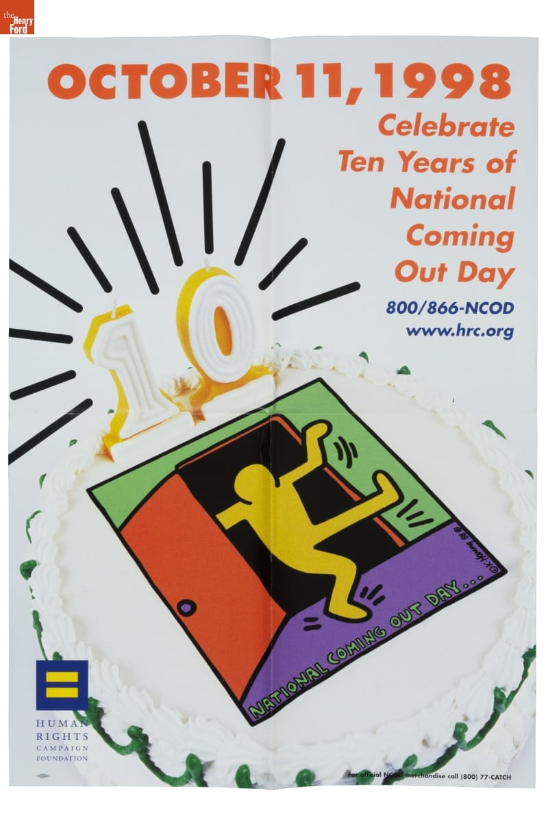 Human Rights Campaign Foundation Poster, Poster with text and photo of cake with large number