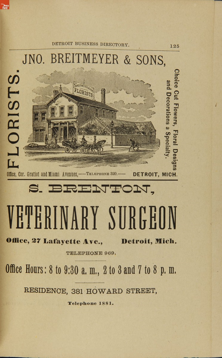 Detroit City Business Directory, Volume II, 1889-1890 / page 125 Page with text and image of building