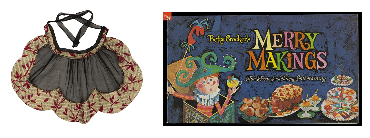 Hostess apron, 1950-1959, Betty Crocker's Merry Makings recipe booklet, about 1963.