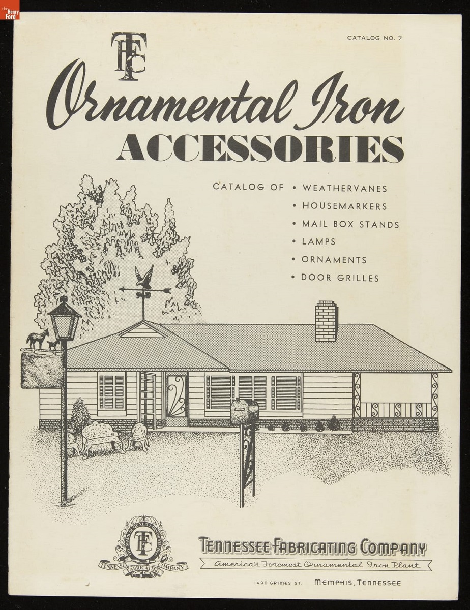 Tennessee Fabricating Company Catalog, Catalog cover featuring drawing of house with lamppost and mailbox out front; also contains text