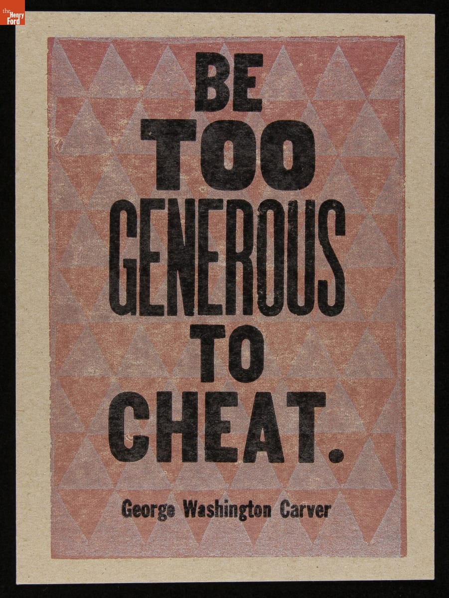 Letterpress Print, Print with background of pink and gray triangles and bold black text in foreground
