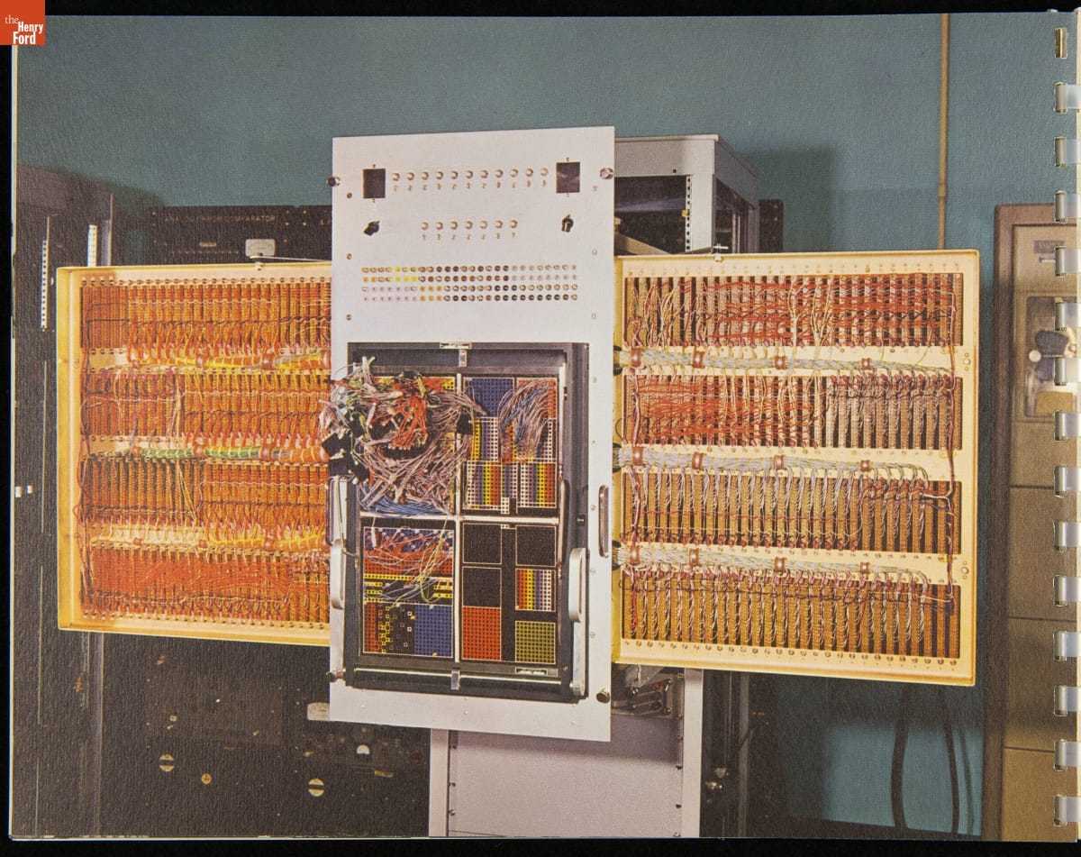 The Challenge and the Reward - Aeronutronic, 1956-1963 Metal panels covered in complex, multicolored wiring